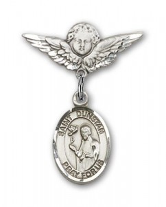Pin Badge with St. Dunstan Charm and Angel with Smaller Wings Badge Pin [BLBP2277]