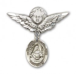 Pin Badge with St. Edburga of Winchester Charm and Angel with Larger Wings Badge Pin [BLBP2129]