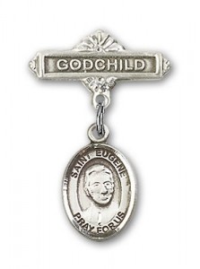 Pin Badge with St. Eugene de Mazenod Charm and Godchild Badge Pin [BLBP1734]