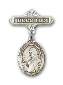 Pin Badge with St. Finnian of Clonard Charm and Godchild Badge Pin [BLBP2026]