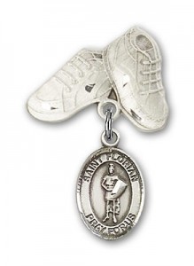 Pin Badge with St. Florian Charm and Baby Boots Pin [BLBP0503]