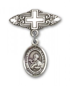 Pin Badge with St. Francis Xavier Charm and Badge Pin with Cross [BLBP0519]