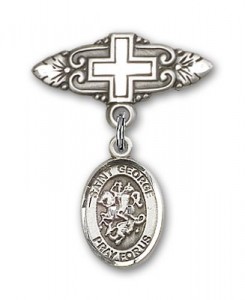 Pin Badge with St. George Charm and Badge Pin with Cross [BLBP0540]