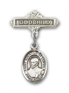 Pin Badge with St. Ignatius Charm and Godchild Badge Pin [BLBP1405]