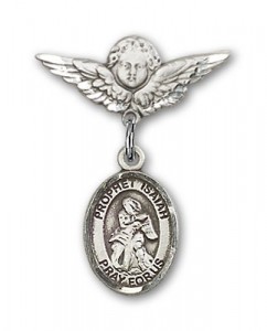 Pin Badge with St. Isaiah Charm and Angel with Smaller Wings Badge Pin [BLBP1684]
