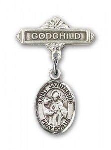 Pin Badge with St. Januarius Charm and Godchild Badge Pin [BLBP2264]