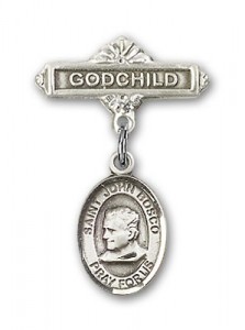 Pin Badge with St. John Bosco Charm and Godchild Badge Pin [BLBP0649]