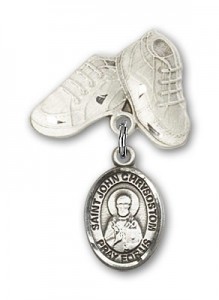 Pin Badge with St. John Chrysostom Charm and Baby Boots Pin [BLBP2286]