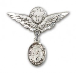 Pin Badge with St. John of the Cross Charm and Angel with Larger Wings Badge Pin [BLBP1501]