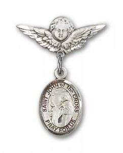 Pin Badge with St. John of the Cross Charm and Angel with Smaller Wings Badge Pin [BLBP1502]