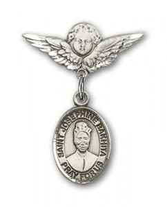Pin Badge with St. Josephine Bakhita Charm and Angel with Smaller Wings Badge Pin [BLBP2305]