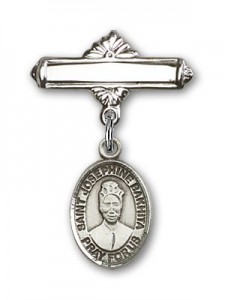Pin Badge with St. Josephine Bakhita Charm and Polished Engravable Badge Pin [BLBP2301]