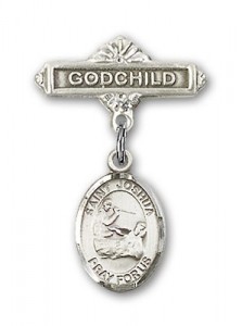 Pin Badge with St. Joshua Charm and Godchild Badge Pin [BLBP0677]
