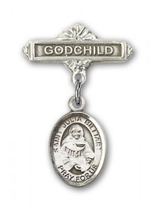 Pin Badge with St. Julia Billiart Charm and Godchild Badge Pin [BLBP1741]