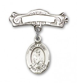 Pin Badge with St. Louis Charm and Arched Polished Engravable Badge Pin [BLBP0828]