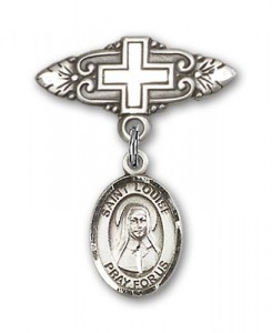 Pin Badge with St. Louise de Marillac Charm and Badge Pin with Cross [BLBP0708]