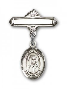 Pin Badge with St. Louise de Marillac Charm and Polished Engravable Badge Pin [BLBP0707]
