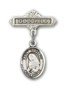 Pin Badge with St. Madeline Sophie Barat Charm and Godchild Badge Pin [BLBP1531]