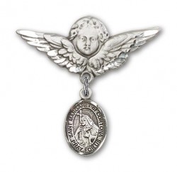 Pin Badge with St. Margaret of Cortona Charm and Angel with Larger Wings Badge Pin [BLBP1975]