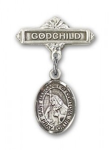 Pin Badge with St. Margaret of Cortona Charm and Godchild Badge Pin [BLBP1977]