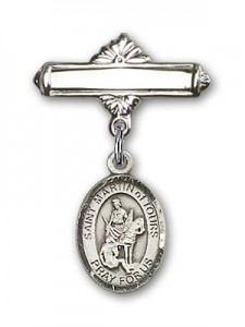 Pin Badge with St. Martin of Tours Charm and Polished Engravable Badge Pin [BLBP1281]