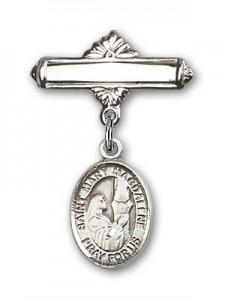 Pin Badge with St. Mary Magdalene Charm and Polished Engravable Badge Pin [BLBP0756]