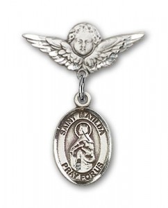 Pin Badge with St. Matilda Charm and Angel with Smaller Wings Badge Pin [BLBP1551]