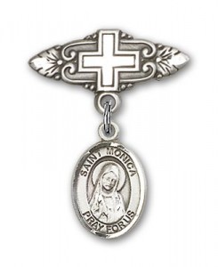 Pin Badge with St. Monica Charm and Badge Pin with Cross [BLBP0813]