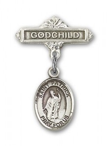 Pin Badge with St. Patrick Charm and Godchild Badge Pin [BLBP0852]