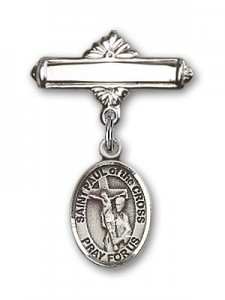 Pin Badge with St. Paul of the Cross Charm and Polished Engravable Badge Pin [BLBP2091]
