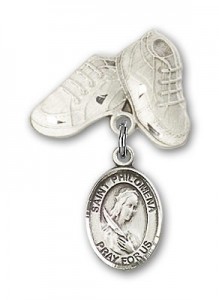 Pin Badge with St. Philomena Charm and Baby Boots Pin [BLBP0804]