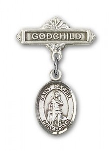 Pin Badge with St. Rachel Charm and Godchild Badge Pin [BLBP1636]