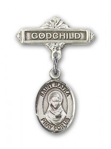 Pin Badge with St. Rafka Charm and Godchild Badge Pin [BLBP2201]