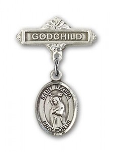 Pin Badge with St. Regina Charm and Godchild Badge Pin [BLBP2180]
