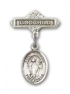Pin Badge with St. Richard Charm and Godchild Badge Pin [BLBP0915]