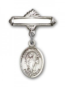 Pin Badge with St. Richard Charm and Polished Engravable Badge Pin [BLBP0910]
