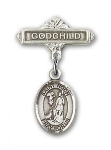 Pin Badge with St. Roch Charm and Godchild Badge Pin [BLBP2040]