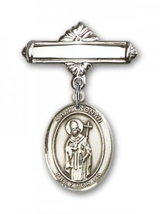 Pin Badge with St. Ronan Charm and Polished Engravable Badge Pin [BLBP2070]