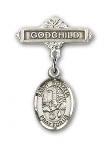 Pin Badge with St. Rosalia Charm and Godchild Badge Pin [BLBP2033]