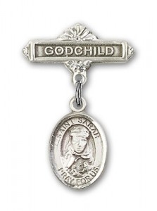 Pin Badge with St. Sarah Charm and Godchild Badge Pin [BLBP0943]