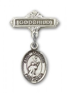 Pin Badge with St. Tarcisius Charm and Godchild Badge Pin [BLBP1706]
