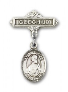 Pin Badge with St. Thomas the Apostle Charm and Godchild Badge Pin [BLBP1013]