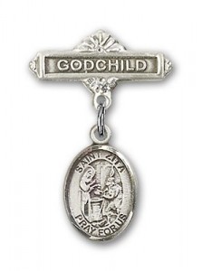 Pin Badge with St. Zita Charm and Godchild Badge Pin [BLBP1587]