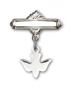 Pin with Holy Spirit Charm and Polished Engravable Badge Pin [BLBP0022]