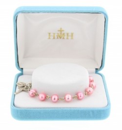 Pink Pearl Sterling Silver Rosary Bracelet [HRB1013a]