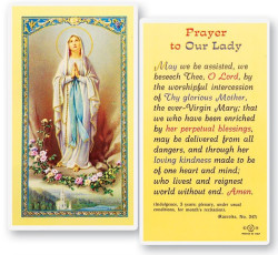 Prayer To Our Lady of Lourdes Laminated Prayer Card [HPR274]