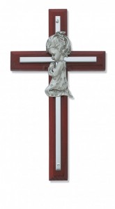 Praying Girl Cherry Wood Wall Cross 6“H [RBS2012]
