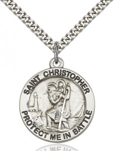 Protect Me In Battle Round St. Christopher Necklace [BM1012]