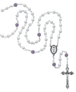 Purple and White Girls First Communion Rosary [MVR0631]