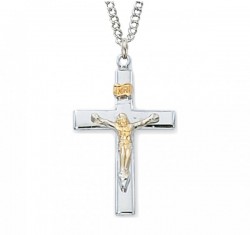 Women's Raised Crucifix Medal Two Tone [CM2011]